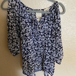 Blue floral blouse